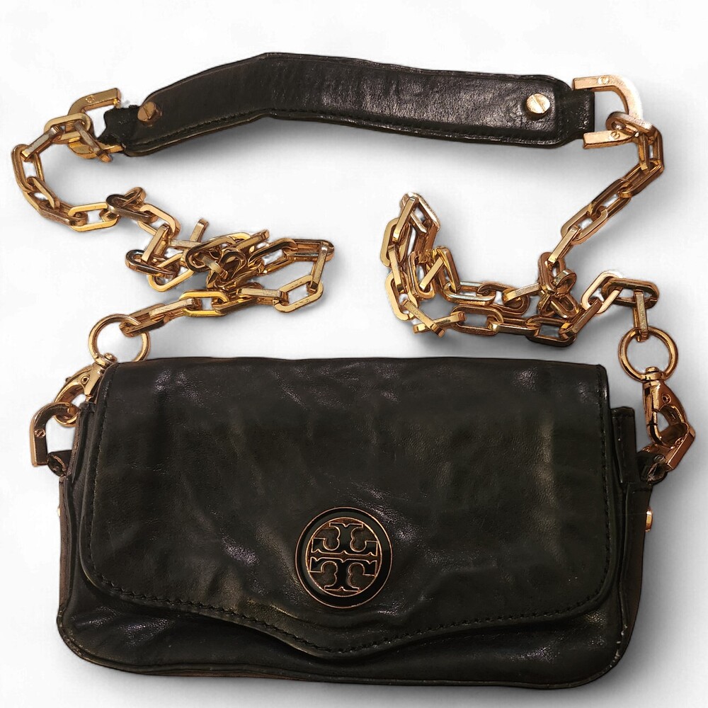 Tory Burch Black Crossbody Bag with Gold Chain